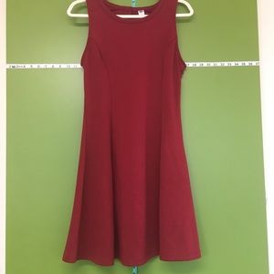 ON red knit A-line keyhole dress